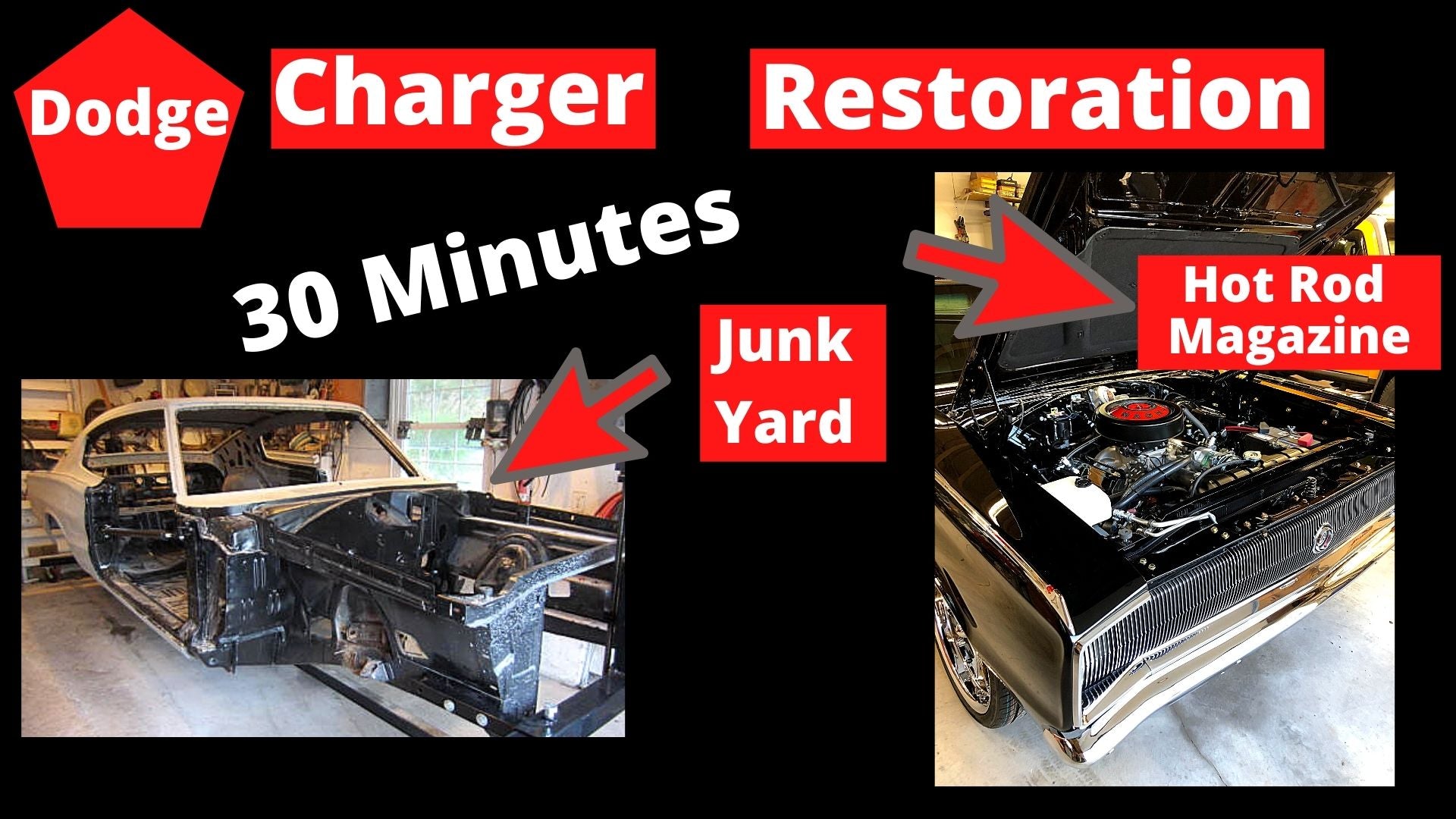 Dodge Cahrger Restoration Junkyard to Hot Rod in 30 Minutes