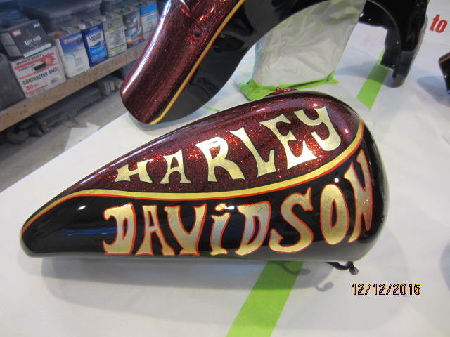 Harley Davidson Softail Custom Painted Candy Apple Red Flake Tank &amp; Fender Set