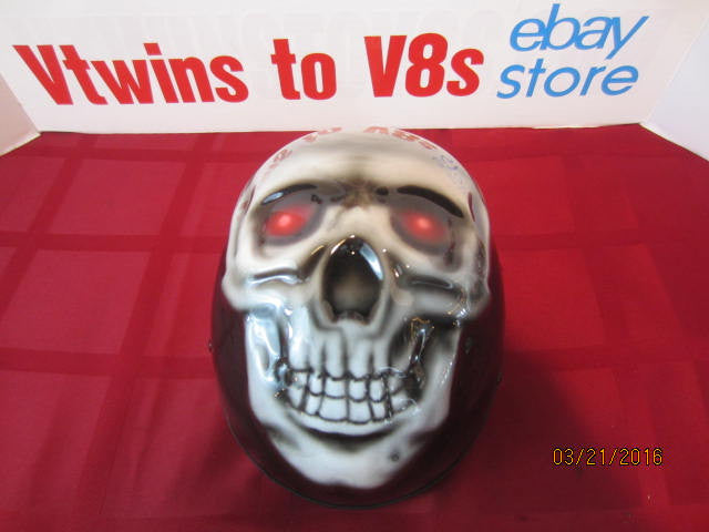 Skeleton Skull Beanie Half Helmet Custom embossed & Air Brushed