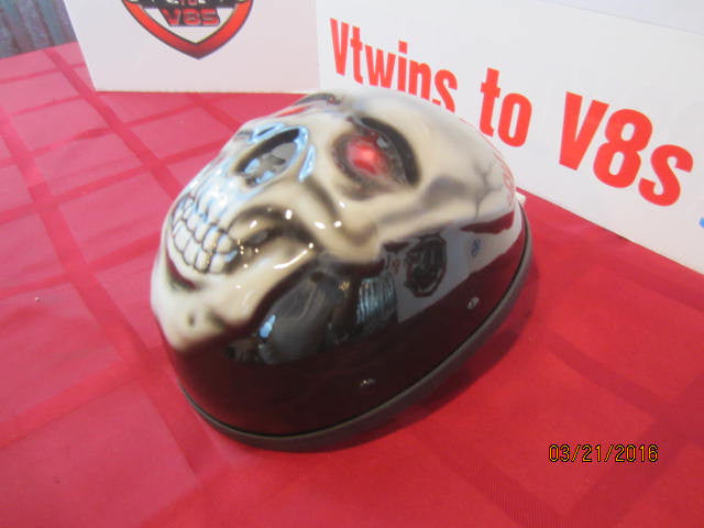 Skeleton Skull Beanie Half Helmet Custom embossed & Air Brushed