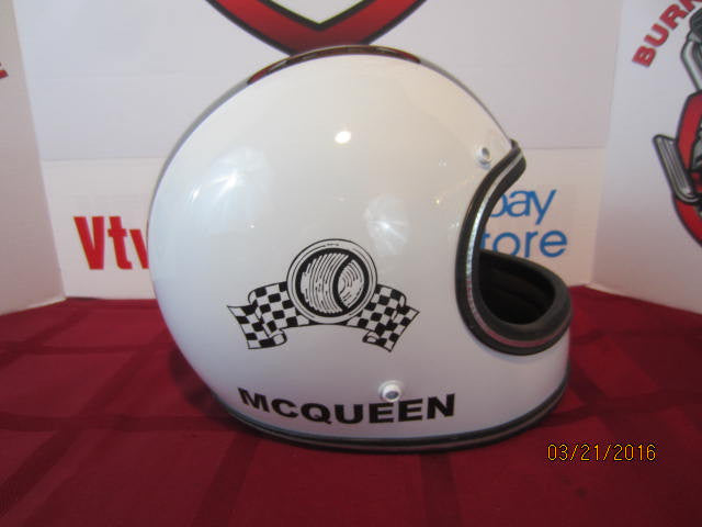 Vintage Full Face Norcon Helmet Painted as Steve Mcqueen Lemans Tribute