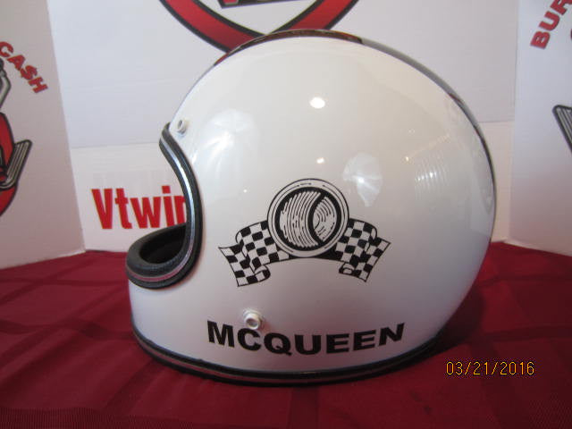 Vintage Full Face Norcon Helmet Painted as Steve Mcqueen Lemans Tribute