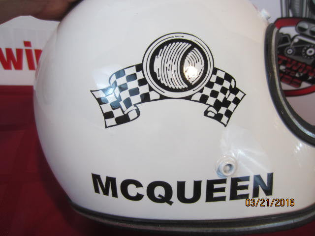 Vintage Full Face Norcon Helmet Painted as Steve Mcqueen Lemans Tribute