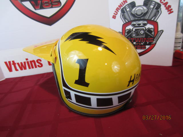 Vintage Helmet Painted as a Bob &quot;Hurricane&quot; Hannah Motocross Legend Tribute