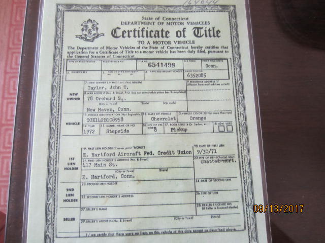 1972 Chevy C10 Pick Up Stepside Barn Find One Owner