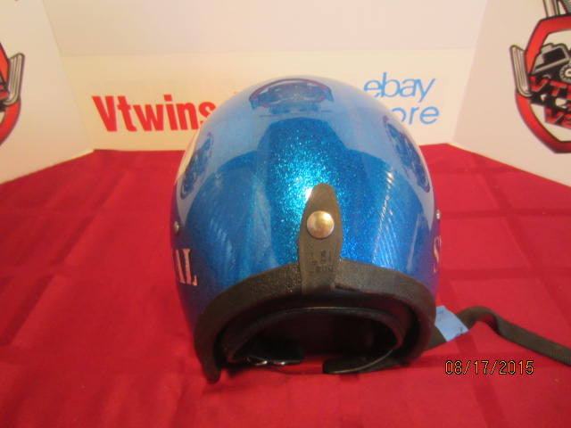 Vintage LSI Blue Metalflake Helmet Sparkle Flake Old School Custom Silver Leaf