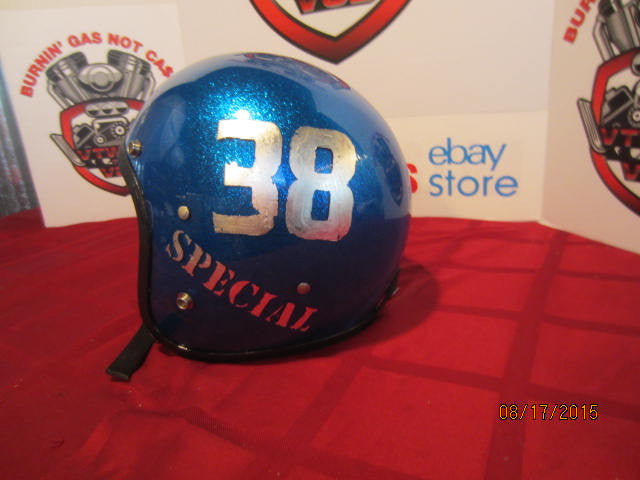 Vintage LSI Blue Metalflake Helmet Sparkle Flake Old School Custom Silver Leaf