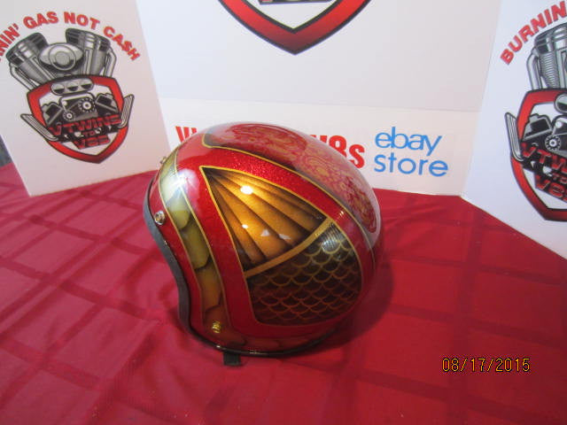 Vintage Custom Painted Helmet Feauturing Lace, Fades, Fish Scales &amp; Hand Striped