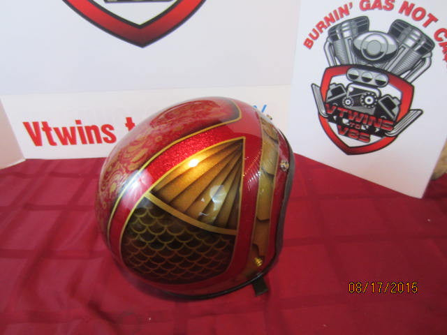 Vintage Custom Painted Helmet Feauturing Lace, Fades, Fish Scales &amp; Hand Striped