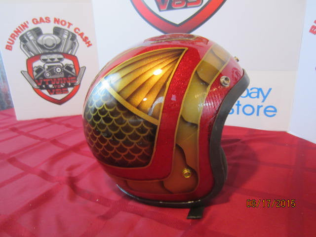 Vintage Custom Painted Helmet Feauturing Lace, Fades, Fish Scales &amp; Hand Striped