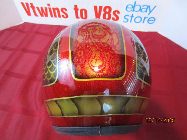 Vintage Custom Painted Helmet Feauturing Lace, Fades, Fish Scales &amp; Hand Striped