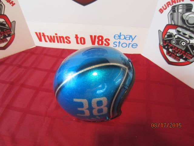 Vintage Custom Painted Helmet Feauturing Blue Flake, Silver Flake & Fade