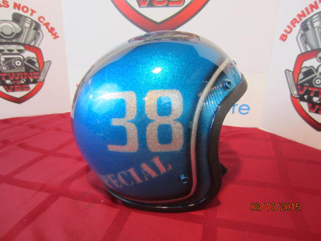 Vintage Custom Painted Helmet Feauturing Blue Flake, Silver Flake &amp; Fade