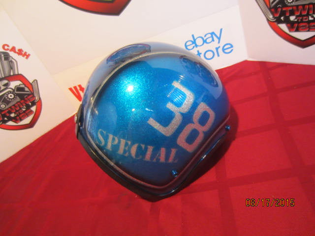 Vintage Custom Painted Helmet Feauturing Blue Flake, Silver Flake &amp; Fade