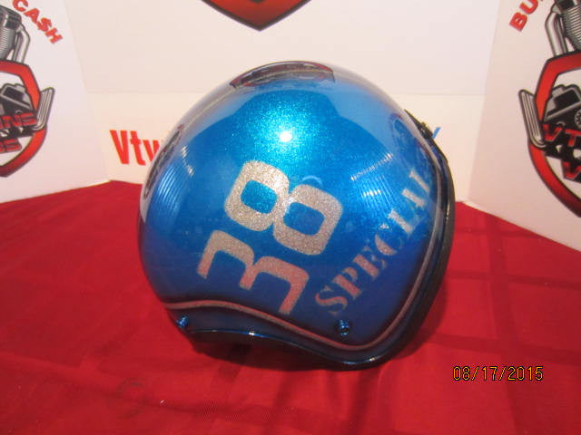 Vintage Custom Painted Helmet Feauturing Blue Flake, Silver Flake &amp; Fade