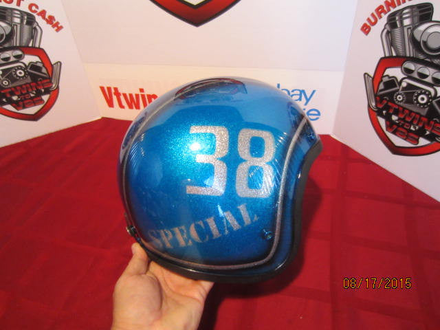 Vintage Custom Painted Helmet Feauturing Blue Flake, Silver Flake &amp; Fade