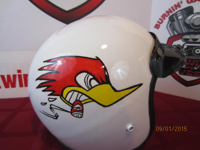 Vintage Custom Painted Helmet Feauturing Clay Smith Cams &amp; Moon Eyes Logo