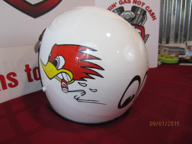 Vintage Custom Painted Helmet Feauturing Clay Smith Cams &amp; Moon Eyes Logo