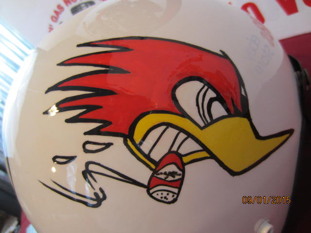 Vintage Custom Painted Helmet Feauturing Clay Smith Cams &amp; Moon Eyes Logo