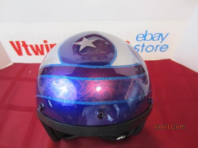 Vintage Purple Metalflake Helmet Old School Custom Featuring Flames, Fades, Lace