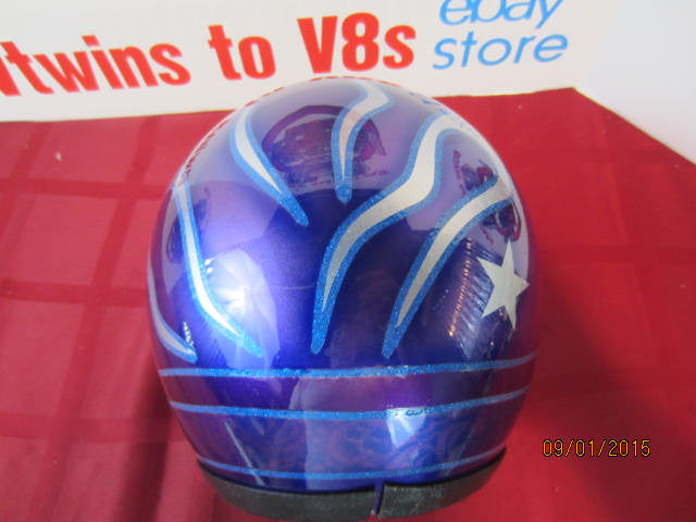 Vintage Purple Metalflake Helmet Old School Custom Featuring Flames, Fades, Lace