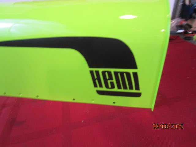 Custom Painted HEMI CUDA&#39; Mailbox Sublime Green w/Black Hockey Stick Stripes